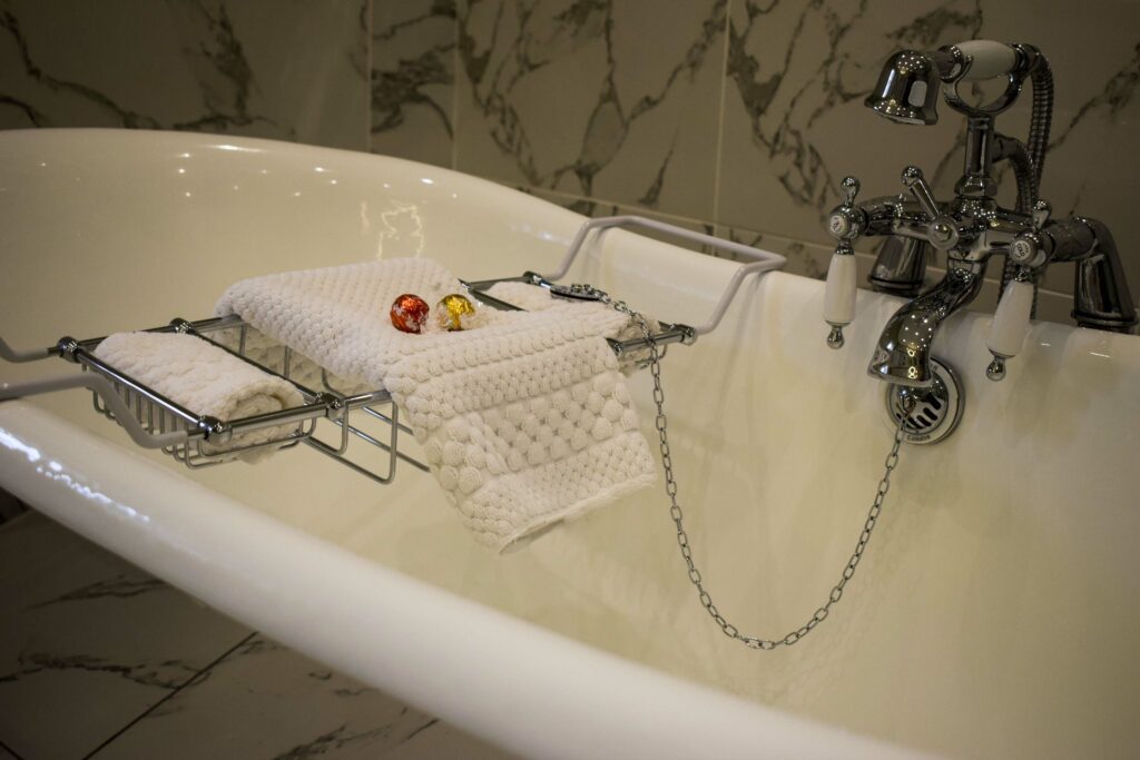 Relax in the bubbles with a chocolate or twoq