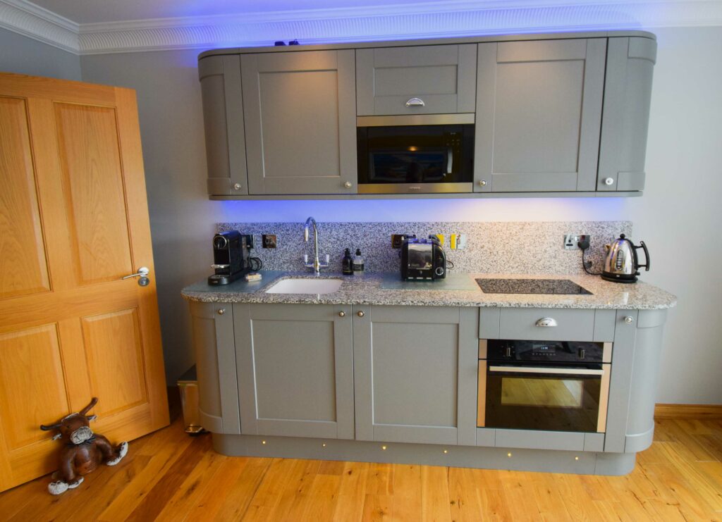 The kitchenette area in our Outlander Hideaway accomodation, Glencoe