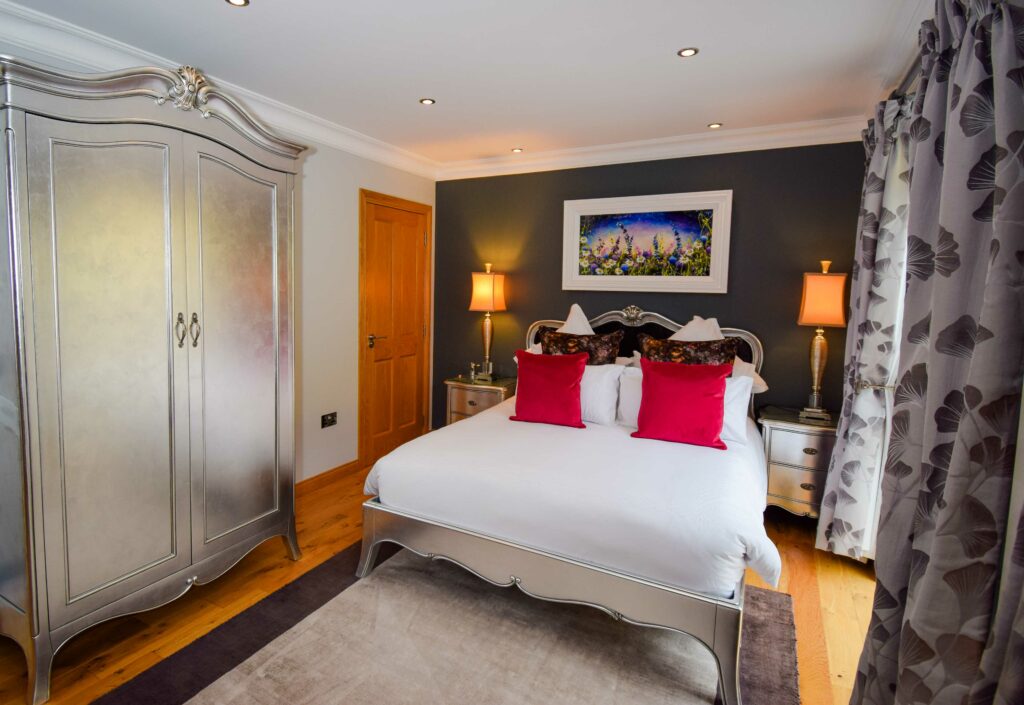 The Regency styling in our Outlander Hideaway bedroom, Glencoe