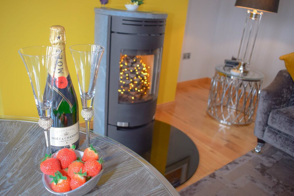Celebrate with strawberries and champagne in your luxury Hideaway for couples near Glencoe