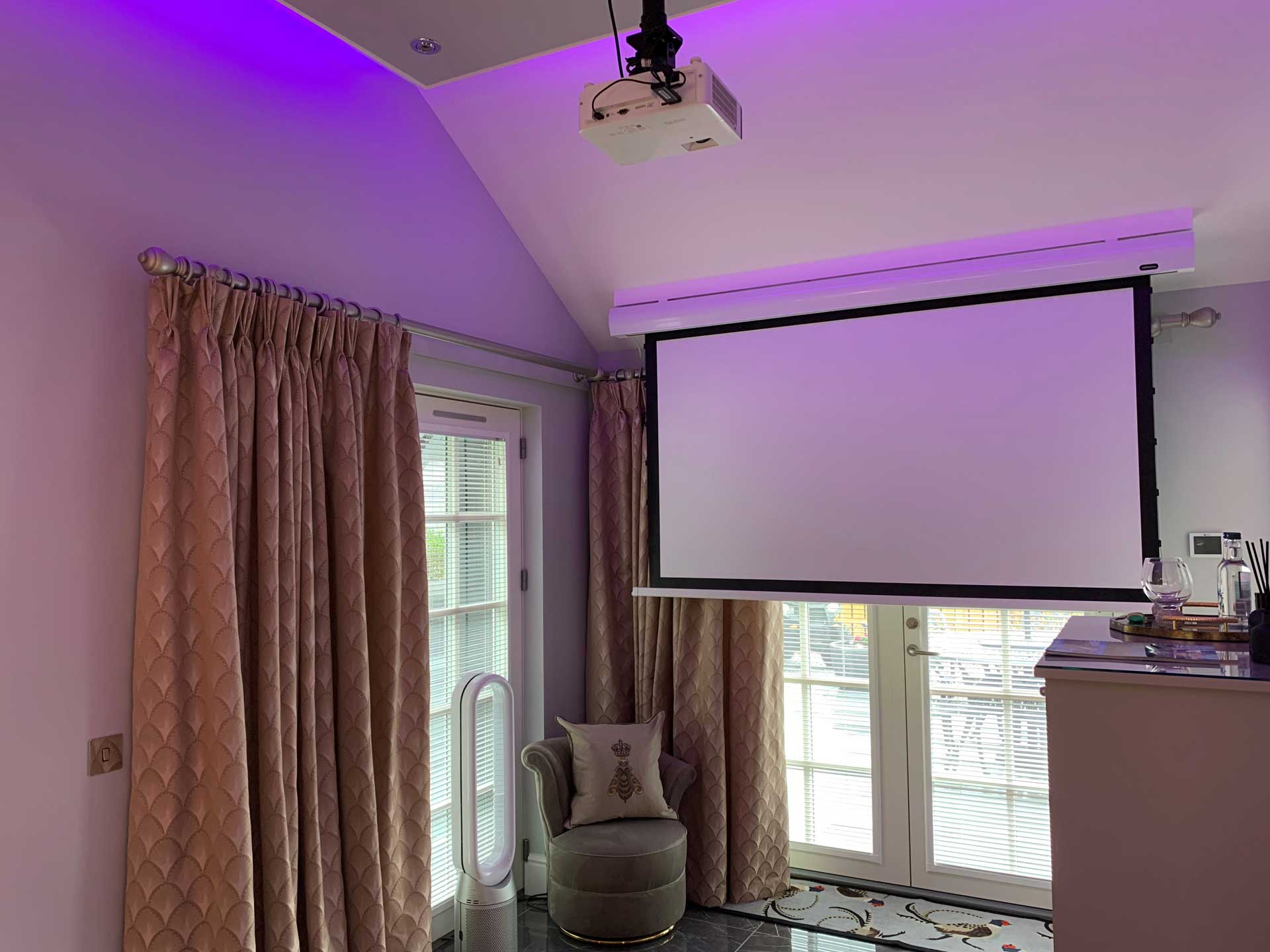 Little Fox Lodge has a Cinema Projector in the bedroom for cosy Netflix nights catching up on your favourite shows