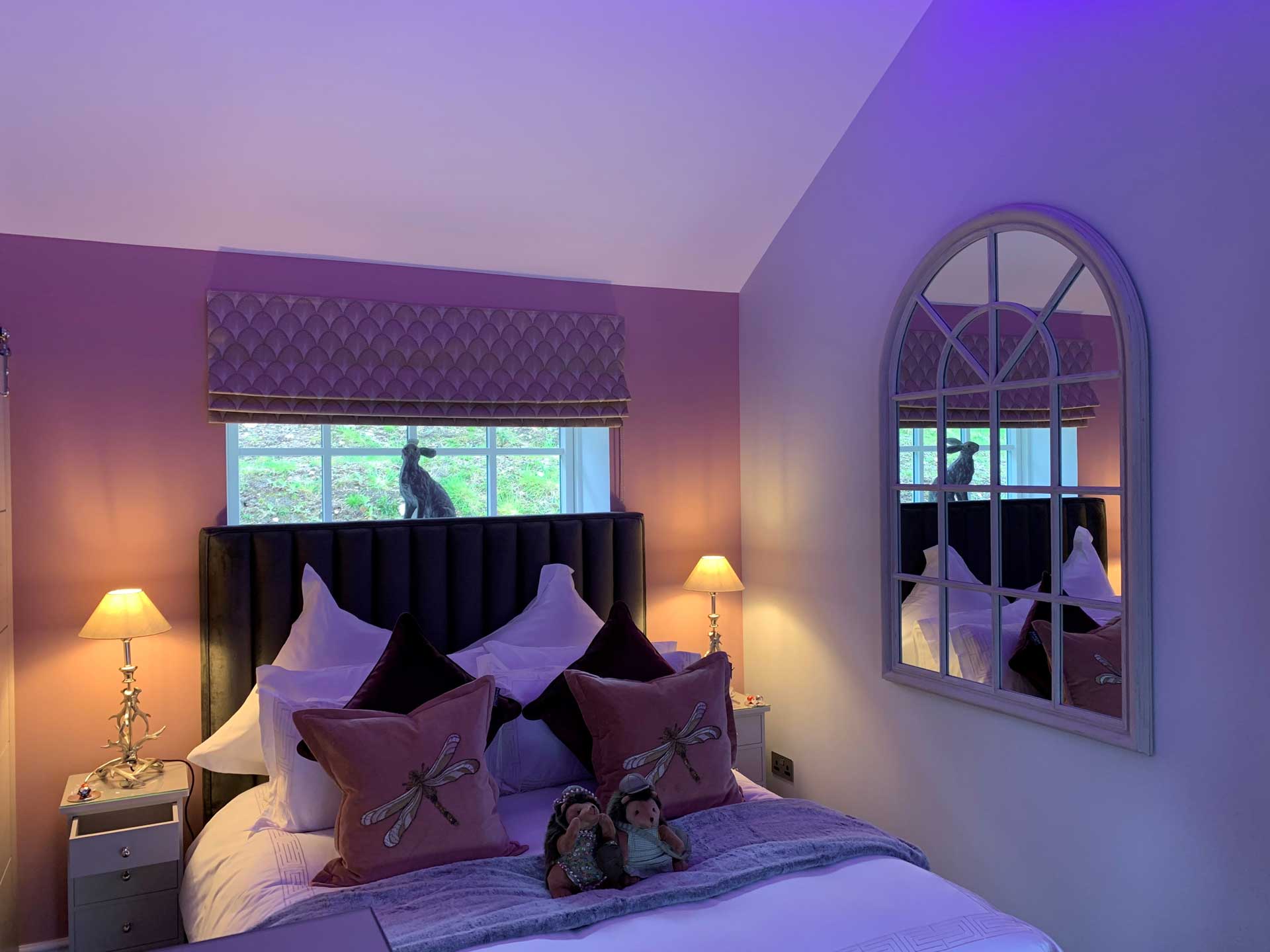 The kingsize bedroom in Little Fox Lodge for Couples Glencoe